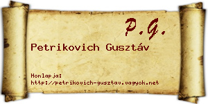 Petrikovich Gusztáv névjegykártya